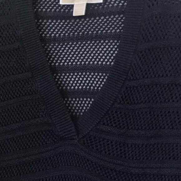 Michael Kors Cotton V Neck Open Knit Lightweight Sweater High Low Slit Hem Knit - Picture 10 of 14